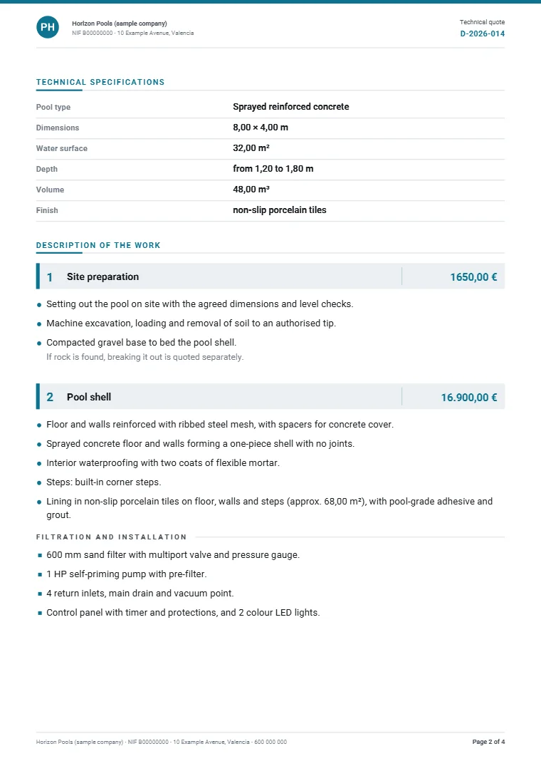 Page 2 of the sample technical dossier in PDF