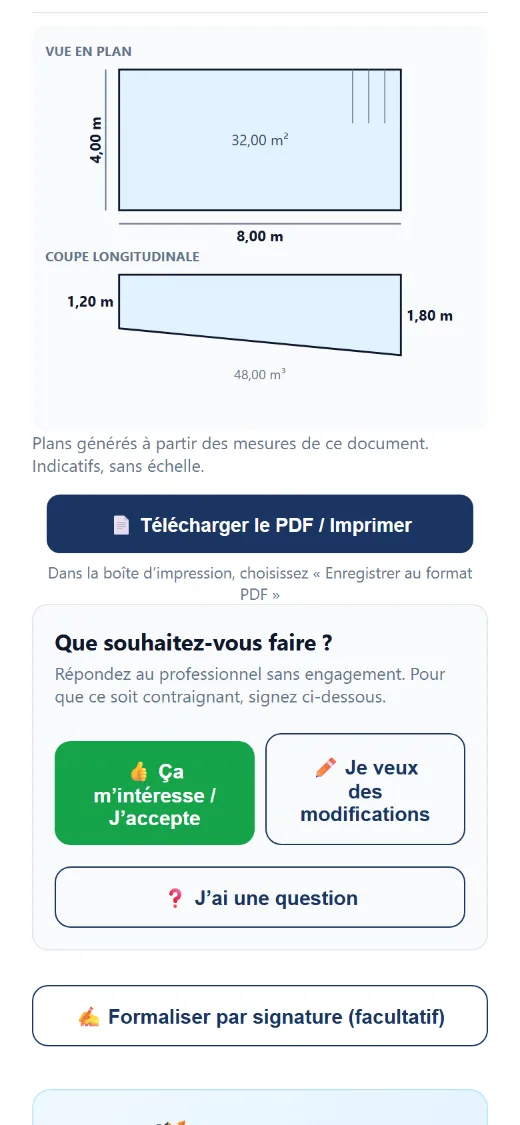 Plan dessiné à partir des métrés de ce devis.