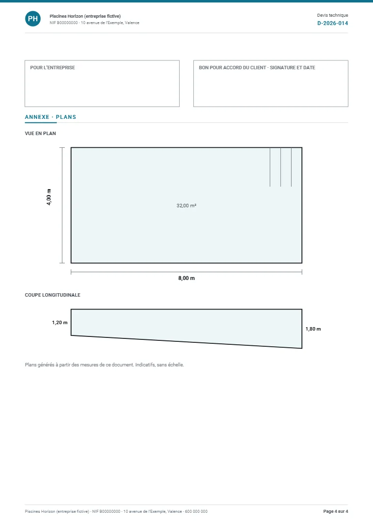 Page 4 du dossier technique d’exemple en PDF