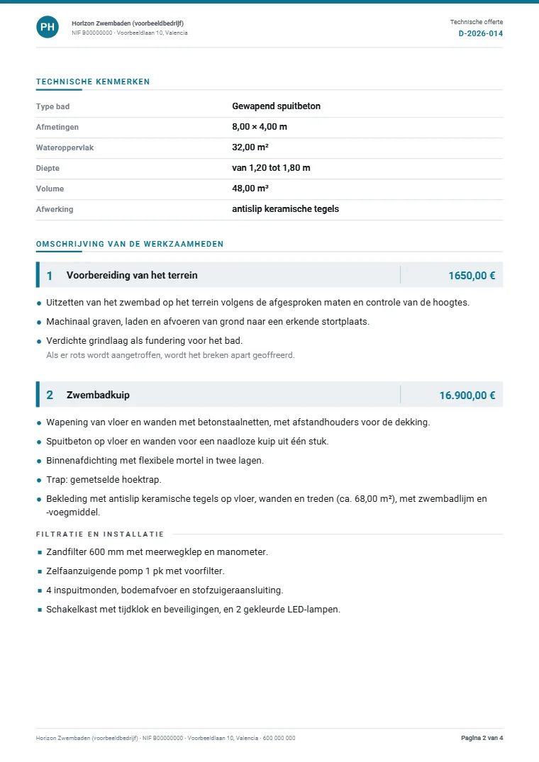 Pagina 2 van het technische voorbeelddossier als PDF
