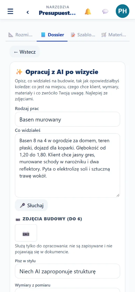 Po wizycie opowiedz wszystko AI: pisze w Twoim stylu, a Ty zatwierdzasz ceny.